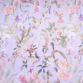 Wild Floral Printed Lilac Pure Silk Organza