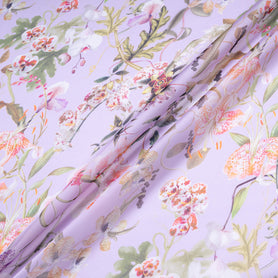Wild Floral Printed Lilac Pure Silk Organza