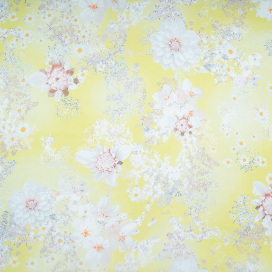 Daisy Printed Chartreuse Pure Silk Organza