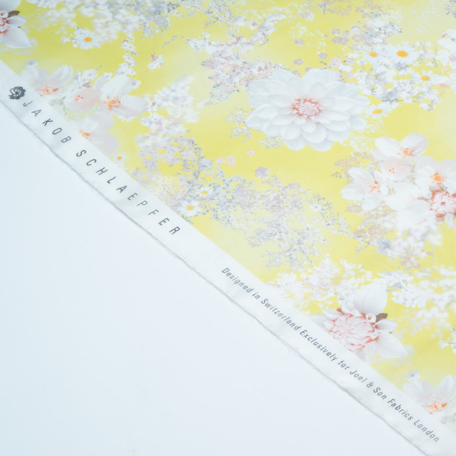 Daisy Printed Chartreuse Pure Silk Organza