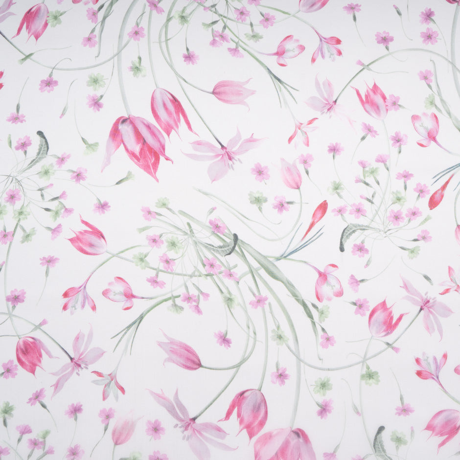 Pink Tulip Printed Pure Silk Organza