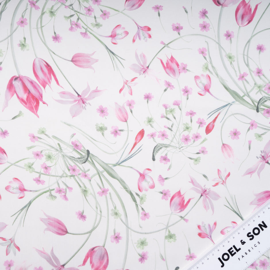 Pink Tulip Printed Pure Silk Organza