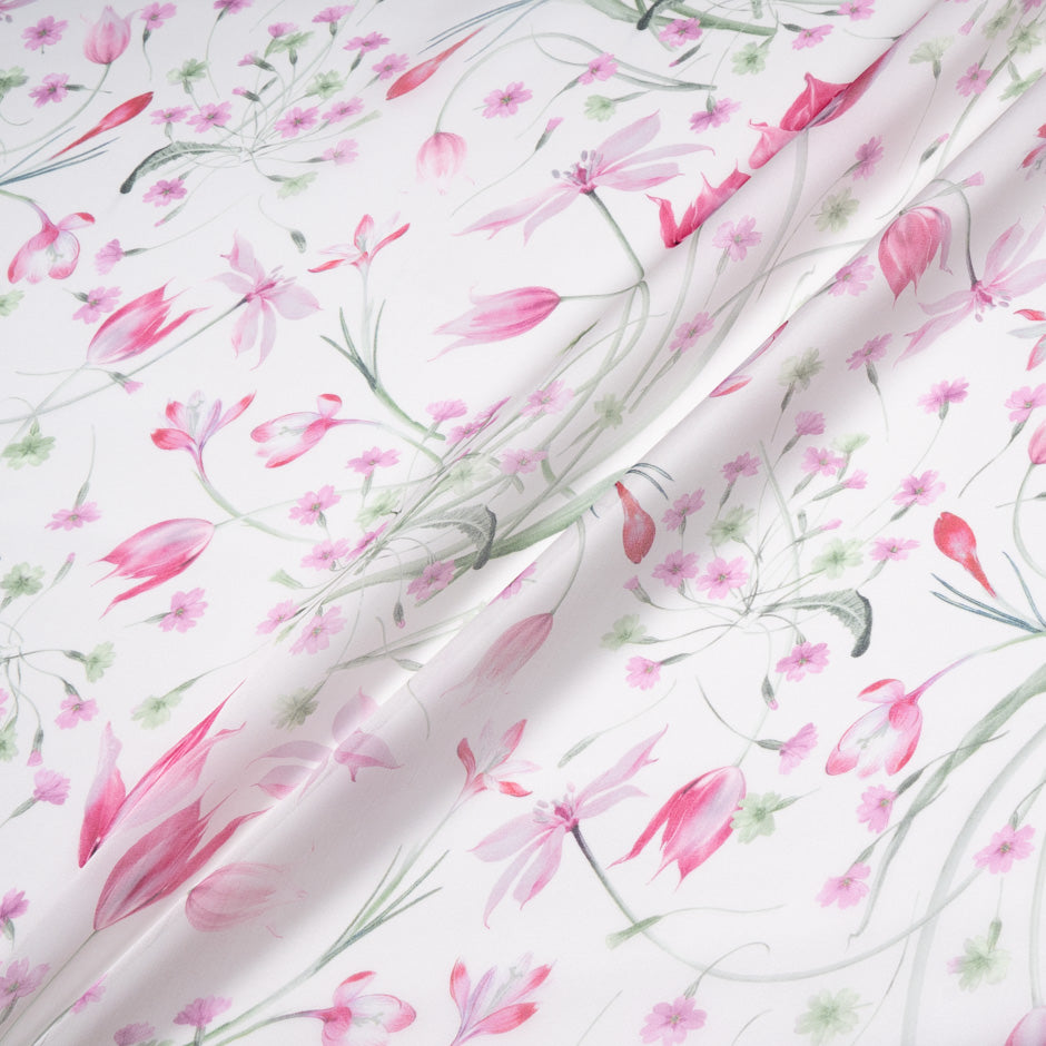 Pink Tulip Printed Pure Silk Organza