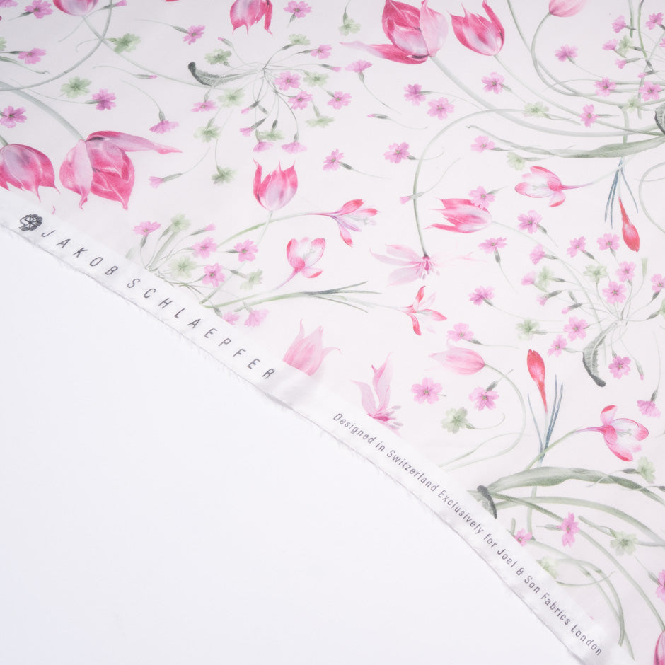 Pink Tulip Printed Pure Silk Organza