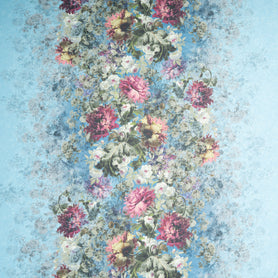 Multi Floral Printed Sky Blue Pure Silk Georgette