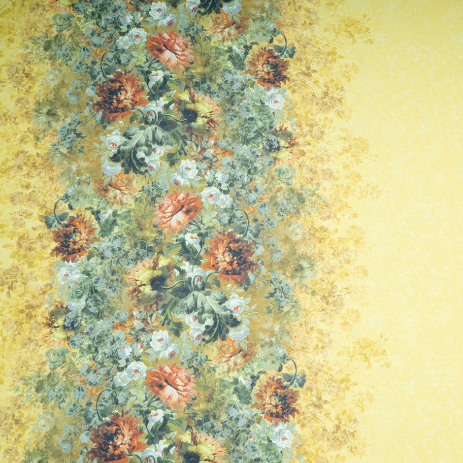 Multi Floral Printed Yellow Pure Silk Georgette