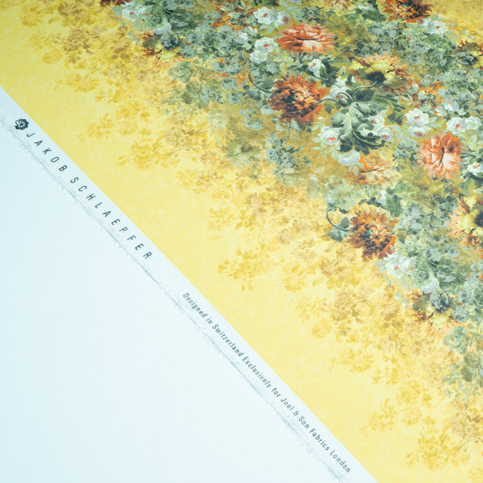 Multi Floral Printed Yellow Pure Silk Georgette