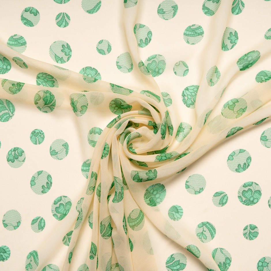 Green Lace Printed Pure Silk Georgette