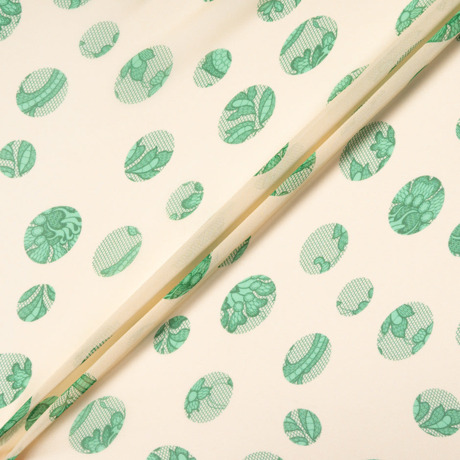 Green Lace Printed Pure Silk Georgette