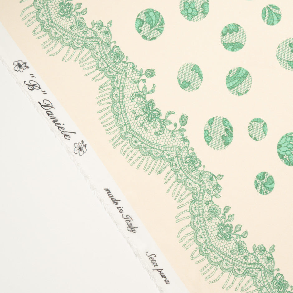 Green Lace Printed Pure Silk Georgette