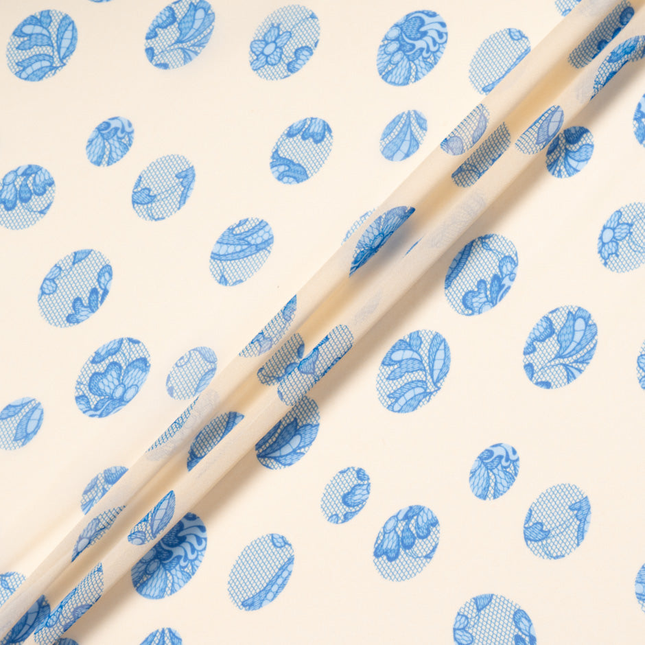 Blue Lace Printed Pure Silk Georgette