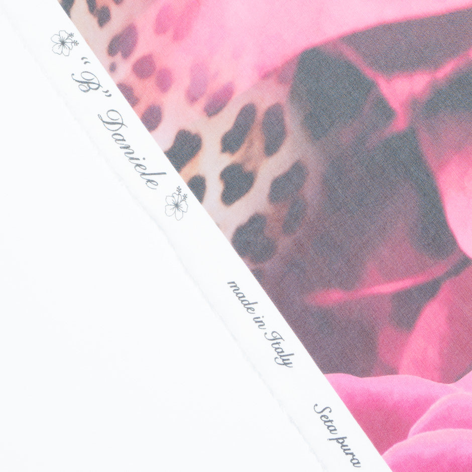Pink Floral & Animal Printed Pure Silk Georgette
