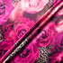 Fuchsia Pink Floral & Animal Printed Pure Silk Satin