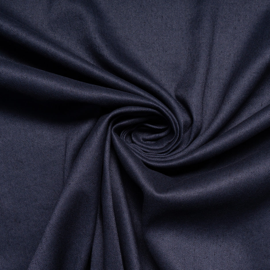 Midnight Blue Stretch Cotton & Linen Denim