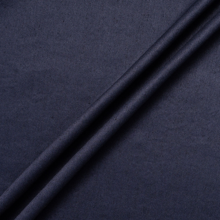 Midnight Blue Stretch Cotton & Linen Denim