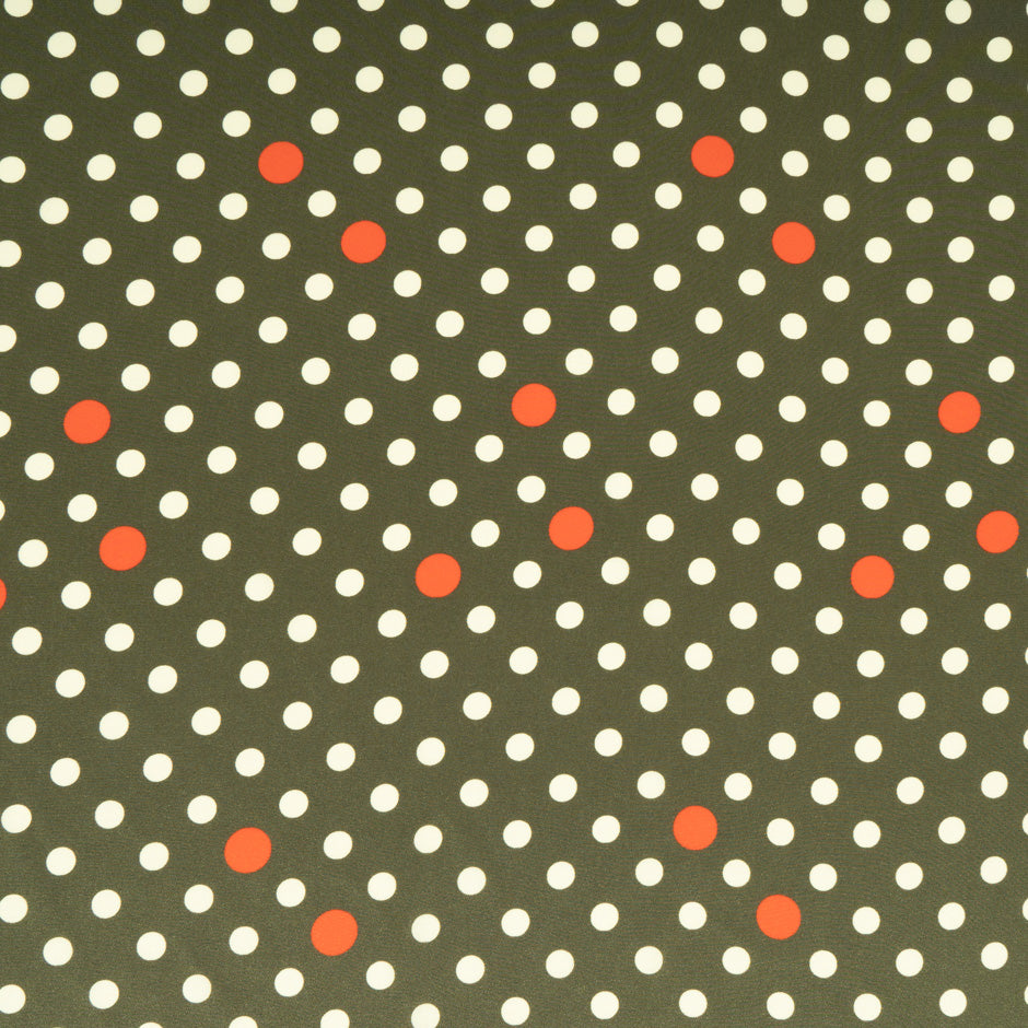Cream & Red Spotted Olive Silk Crêpe de Chine