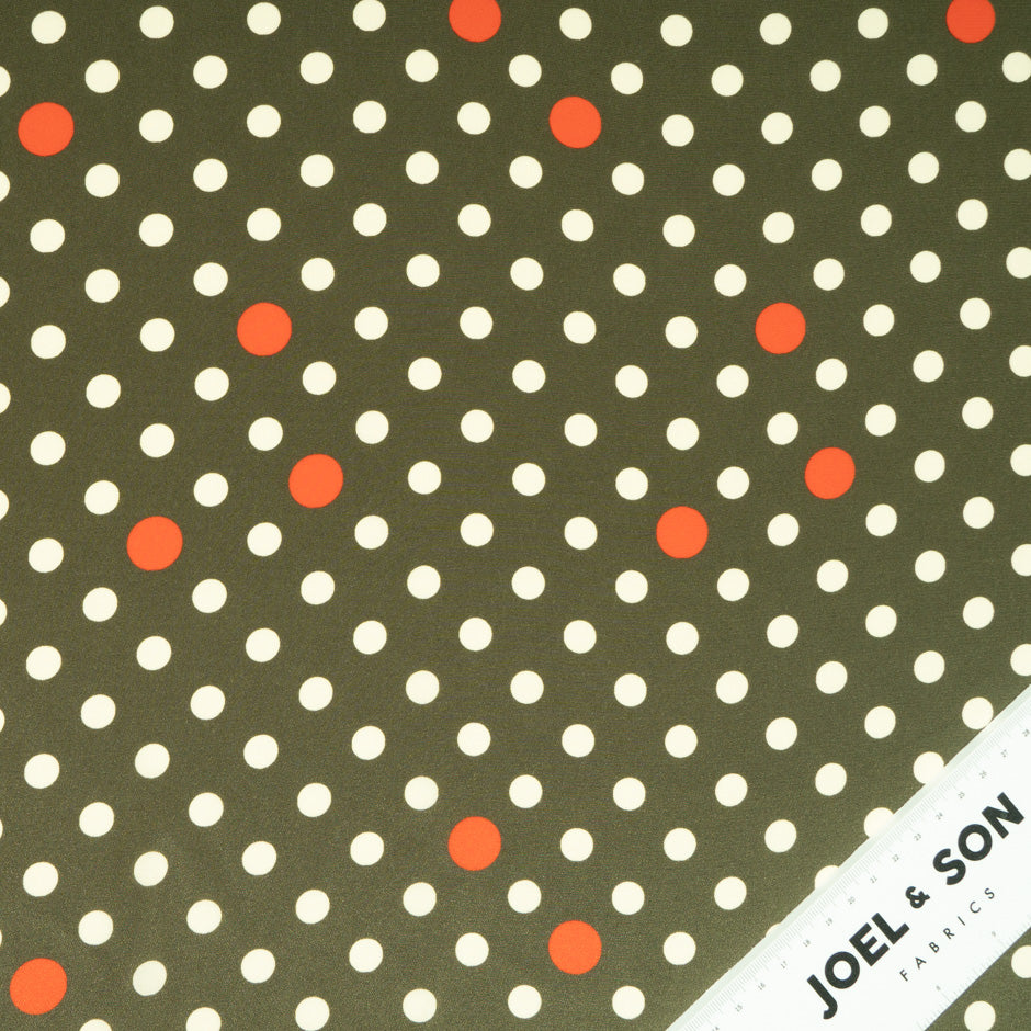 Cream & Red Spotted Olive Silk Crêpe de Chine