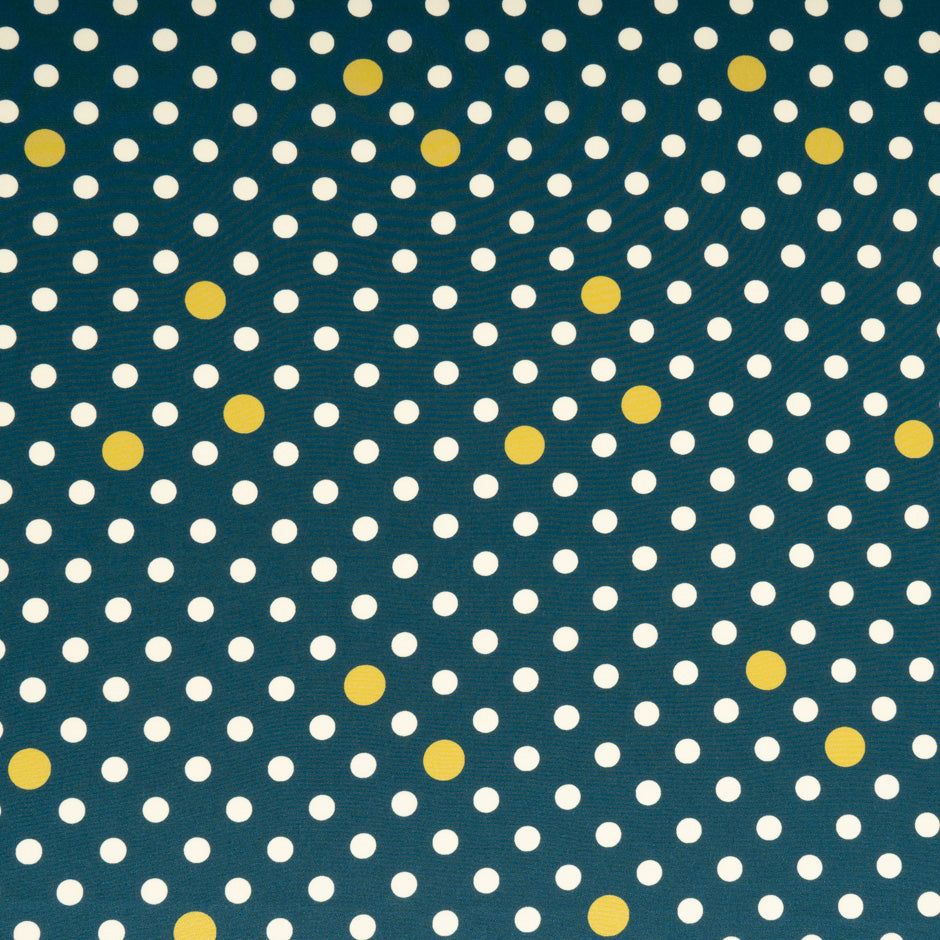 Cream Spotted Teal Silk Crêpe de Chine