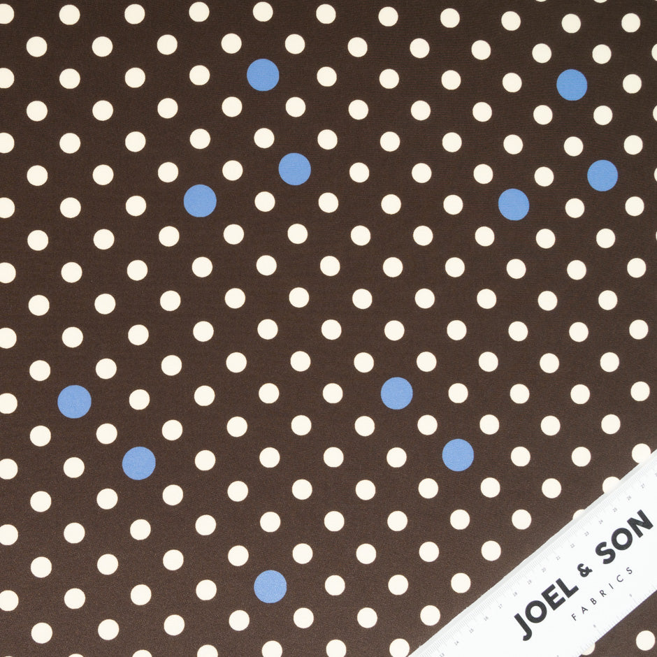 Cream Spotted Brown Silk Crêpe de Chine