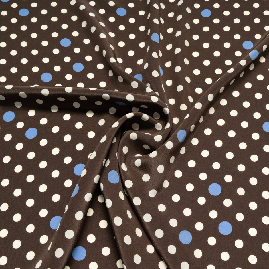 Cream Spotted Brown Silk Crêpe de Chine