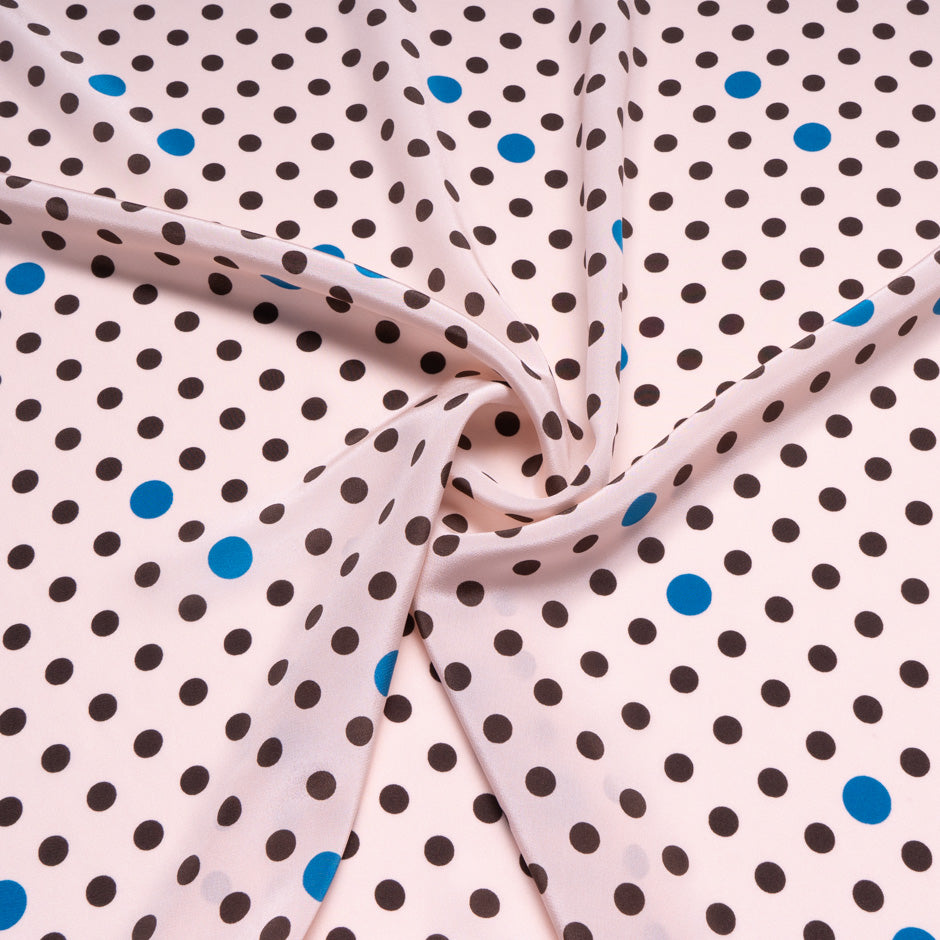 Brown Spotted Soft Pink Silk Crêpe de Chine