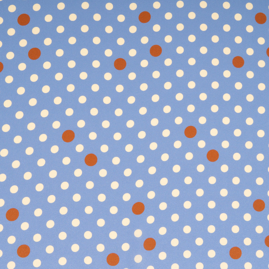 Yellow Spotted Dusty Blue Silk Crêpe de Chine