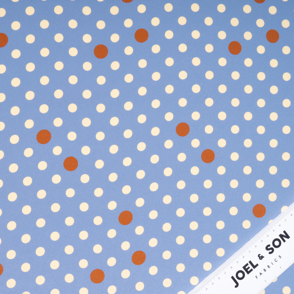 Yellow Spotted Dusty Blue Silk Crêpe de Chine