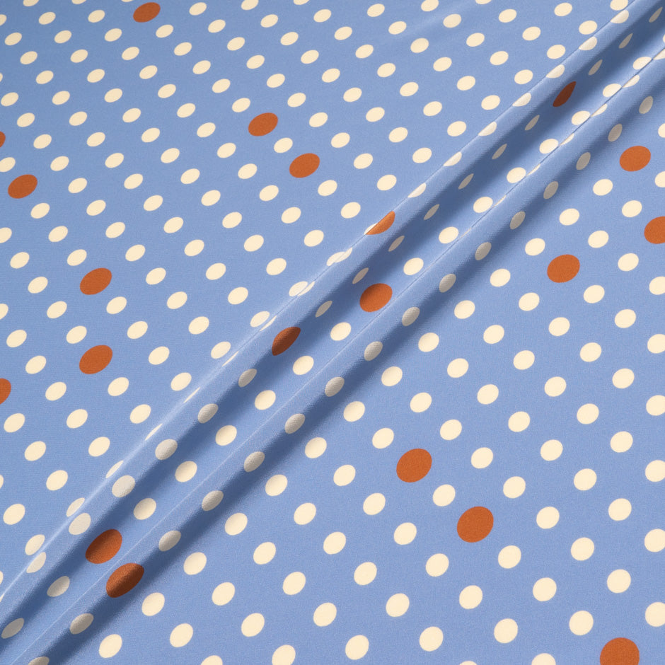 Yellow Spotted Dusty Blue Silk Crêpe de Chine