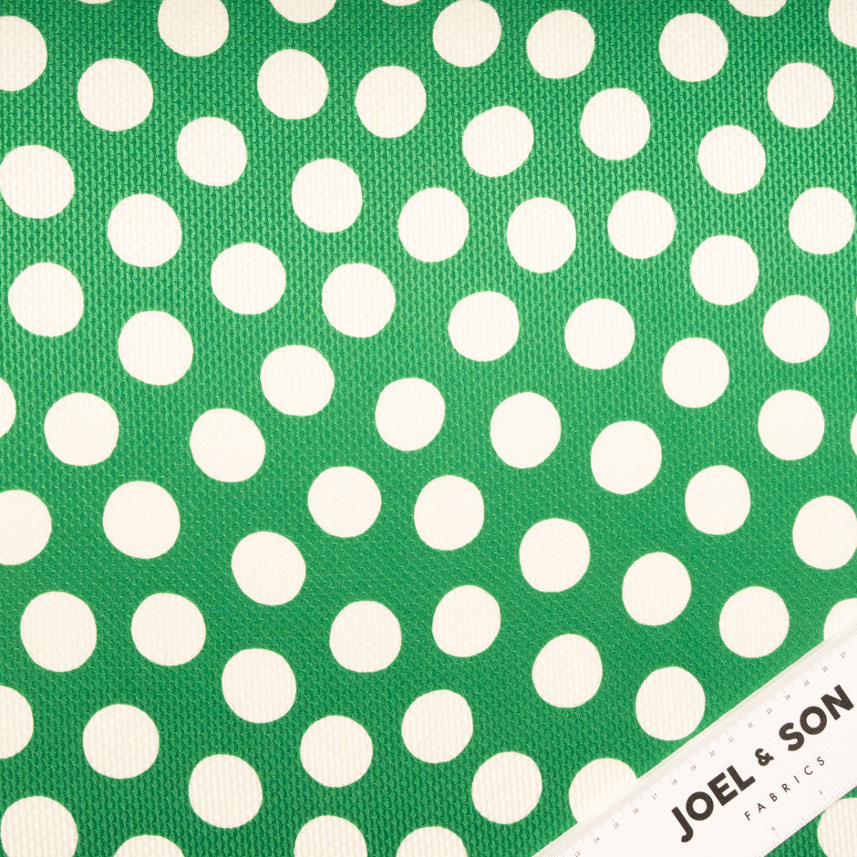 White Spotted Emerald Green Silk Jacquard