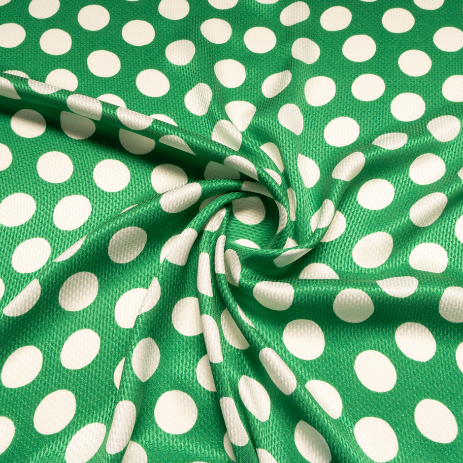 White Spotted Emerald Green Silk Jacquard