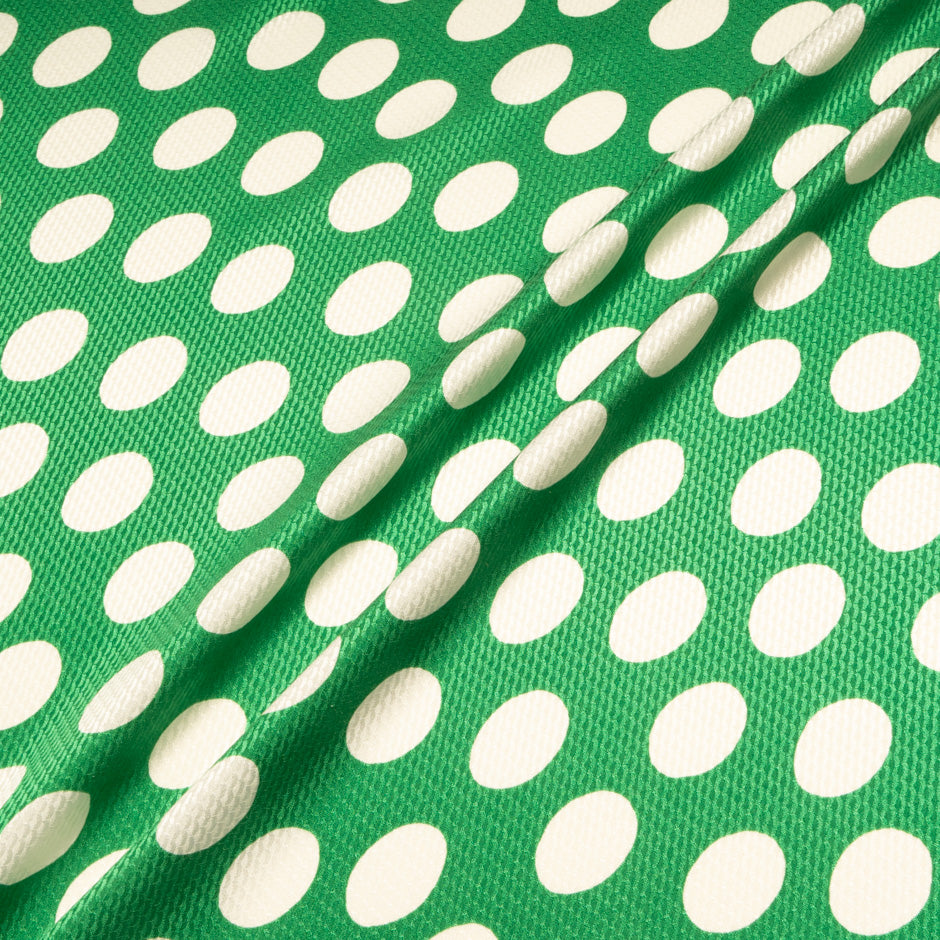 White Spotted Emerald Green Silk Jacquard