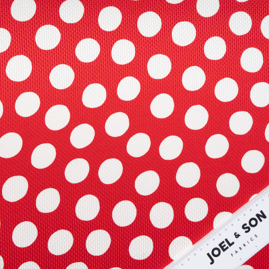 White Spotted Cherry Red Silk Jacquard