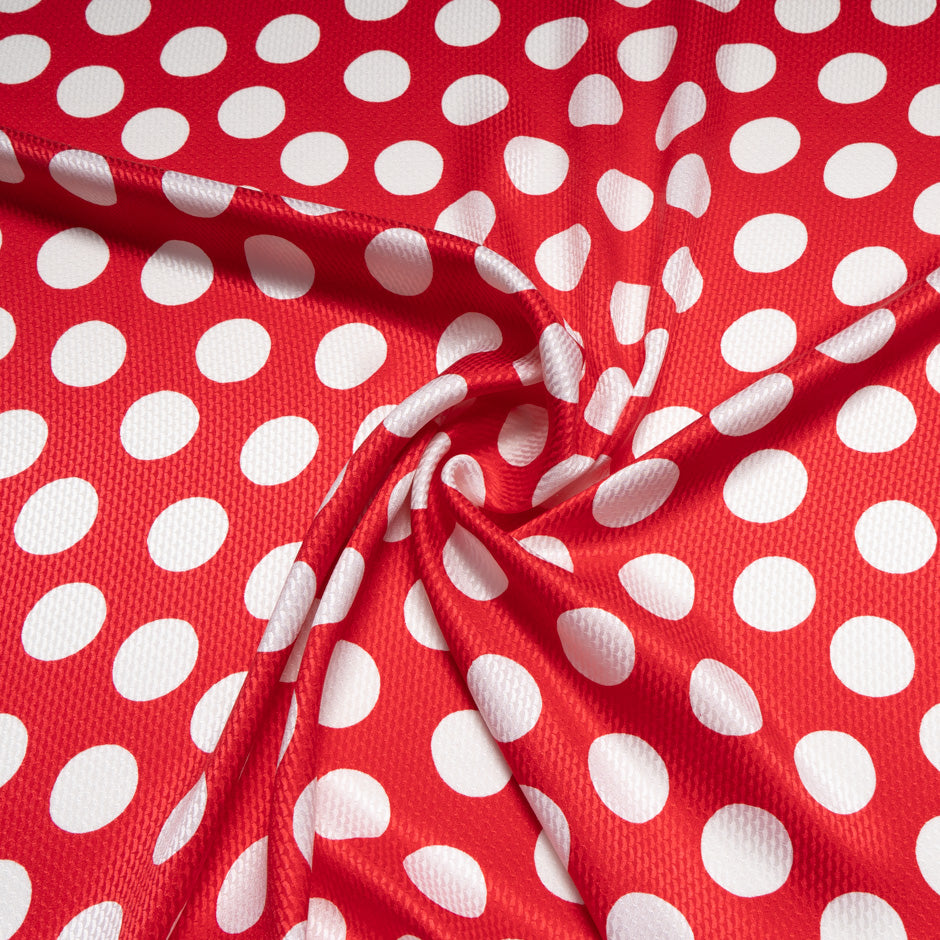 White Spotted Cherry Red Silk Jacquard