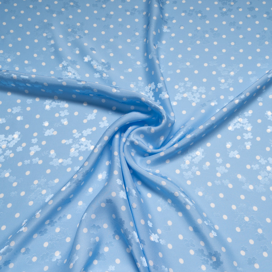 White Spotted Baby Blue Silk Jacquard