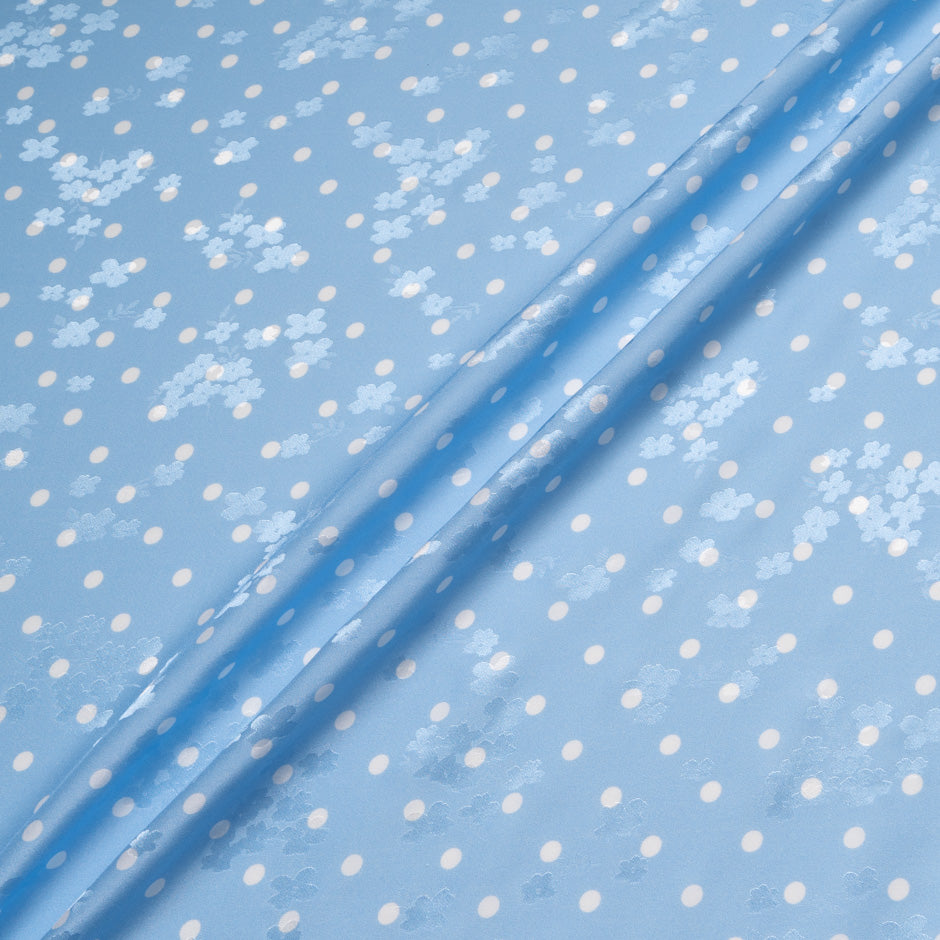 White Spotted Baby Blue Silk Jacquard