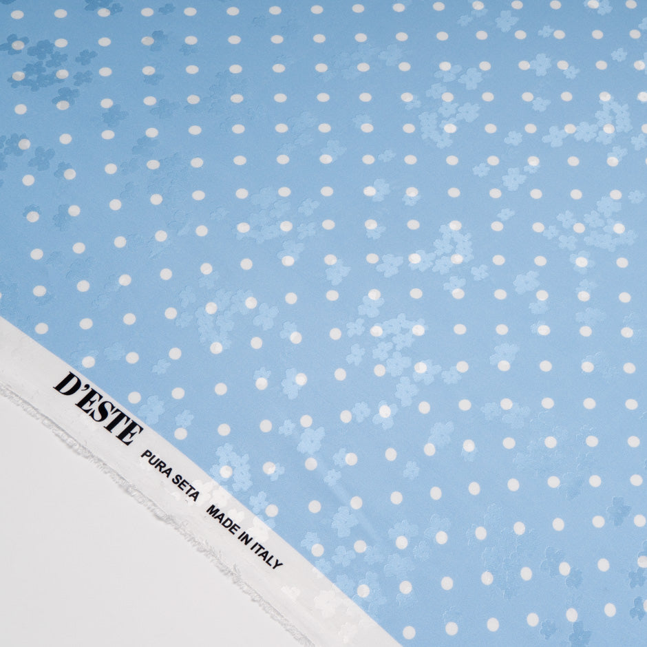 White Spotted Baby Blue Silk Jacquard