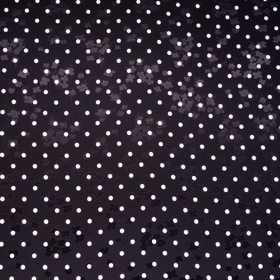 White Spotted Black Silk Jacquard