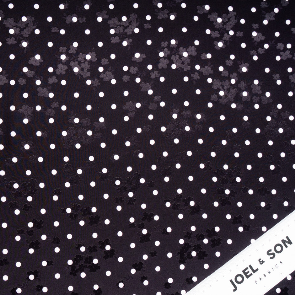 White Spotted Black Silk Jacquard