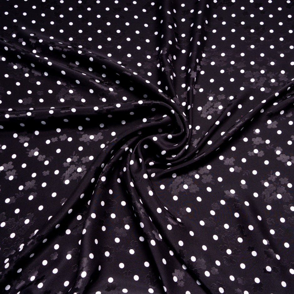 White Spotted Black Silk Jacquard