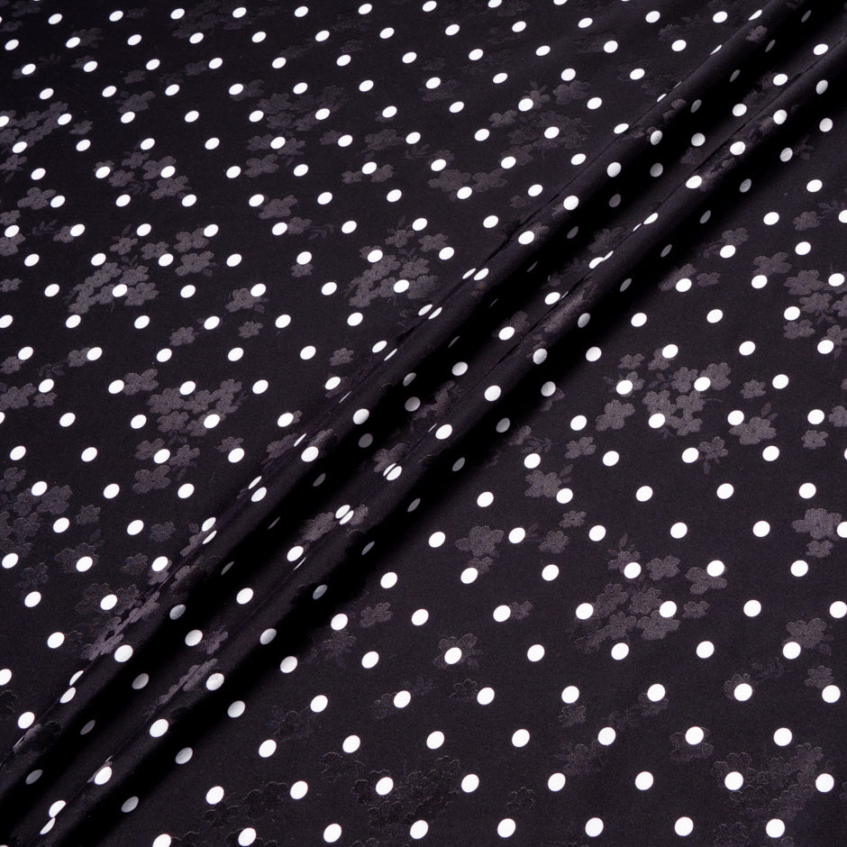 White Spotted Black Silk Jacquard