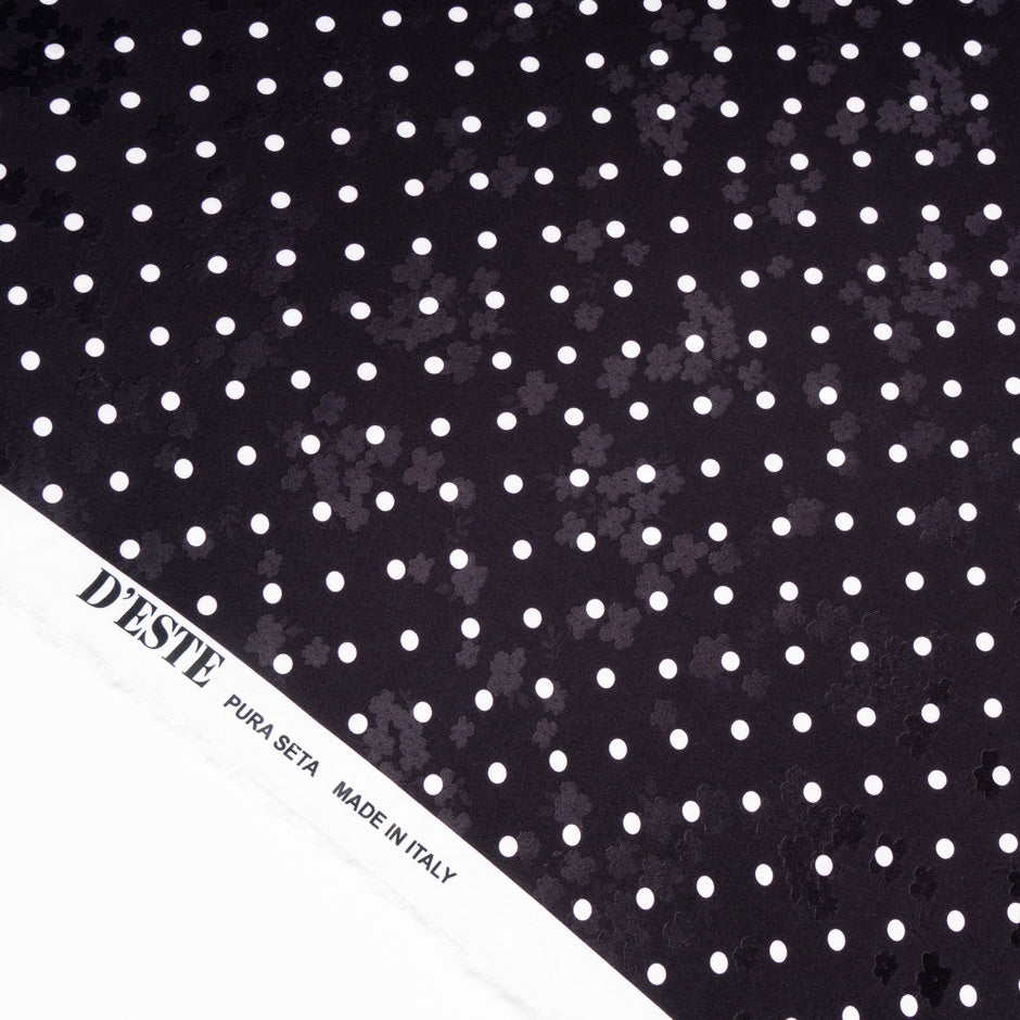 White Spotted Black Silk Jacquard