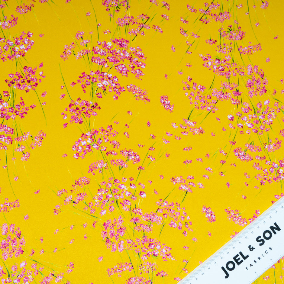 Pink Wild Floral Printed Mango Pure Silk Crêpe