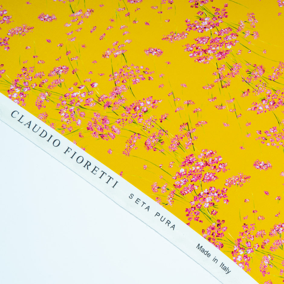 Pink Wild Floral Printed Mango Pure Silk Crêpe