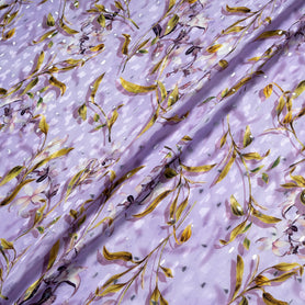 Floral Printed Lavender Pure Silk Metallic Jacquard