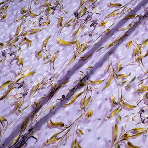 Floral Printed Lavender Pure Silk Metallic Jacquard