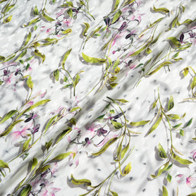 Floral Printed Pure Silk Metallic Jacquard