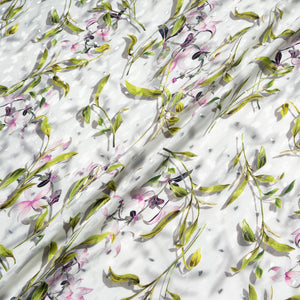 Floral Printed Pure Silk Metallic Jacquard