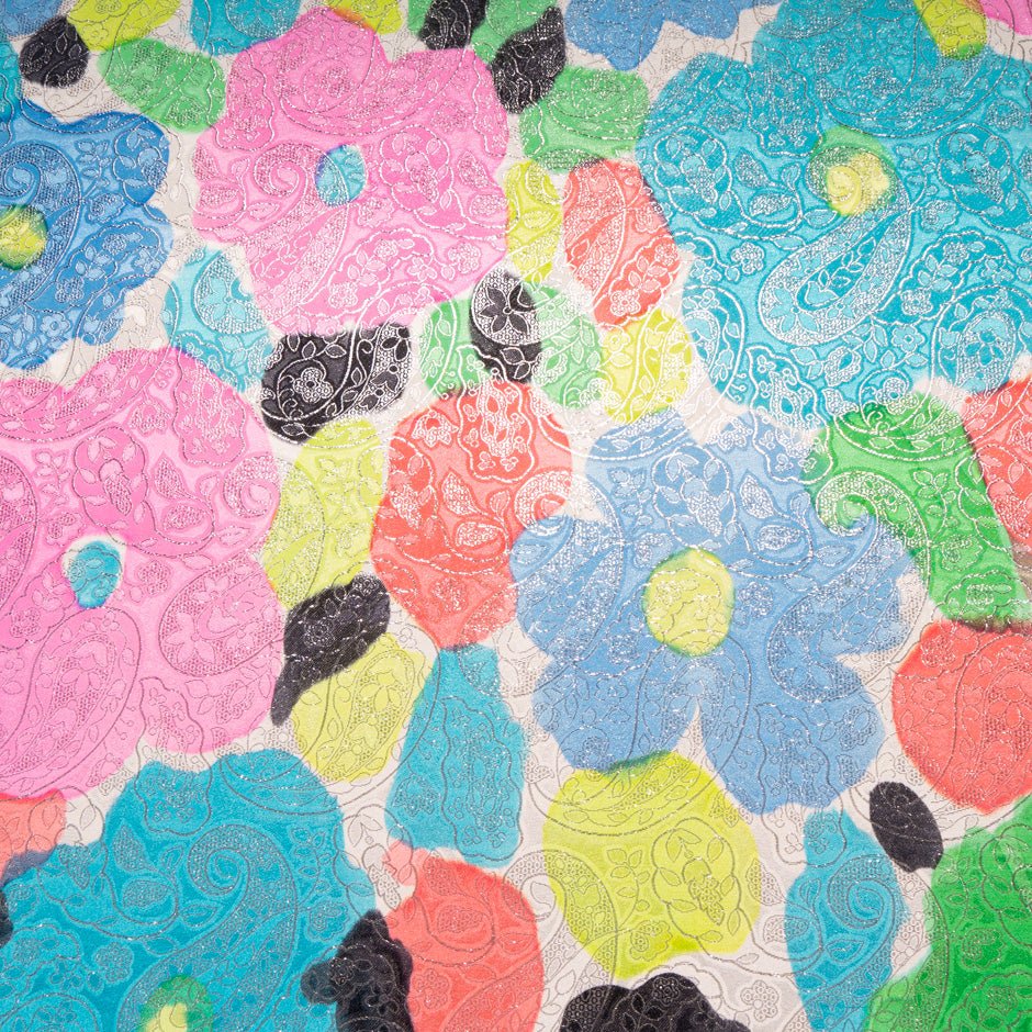 Multi-Coloured Printed Silk Metallic Jacquard