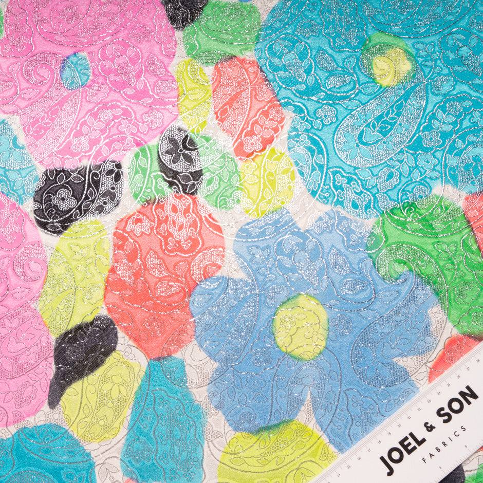 Multi-Coloured Printed Silk Metallic Jacquard
