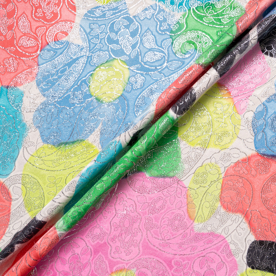 Multi-Coloured Printed Silk Metallic Jacquard